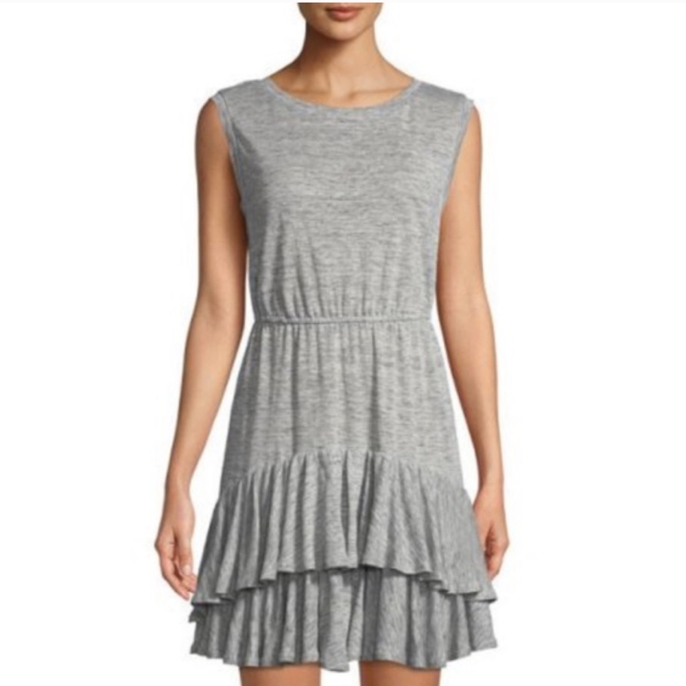 Rebecca Taylor Grey Linen Ruffle Dress